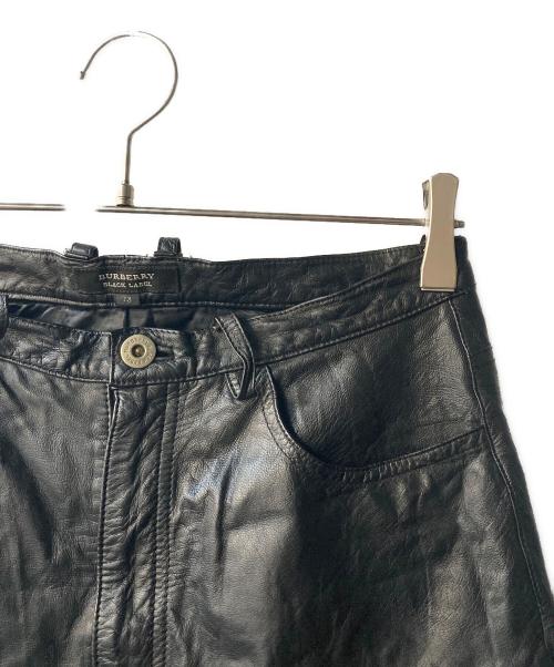 BURBERRY BLACK LABEL（バーバリーブラックレーベル）BURBERRY BLACK LABEL (バーバリーブラックレーベル) レザーパンツ ブラック サイズ:73cmの古着・服飾アイテム