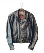 Aero LEATHERエアロレザー）の古着「ホースハイド レザー ダブルライダース ジャケット」｜ブラック