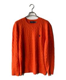 POLO RALPH LAUREN（ポロ・ラルフローレン）の古着「カシミヤ混ケーブルニット」｜オレンジ