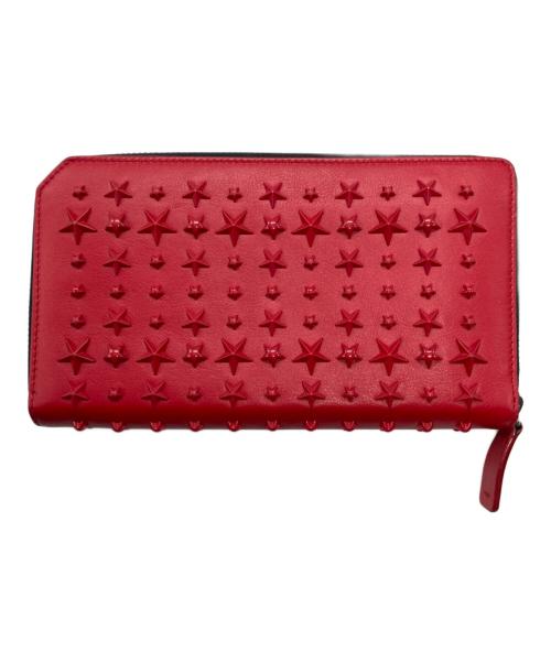 JIMMY CHOO（ジミーチュウ）JIMMY CHOO (ジミーチュウ) スタッズレザーロングウォレット レッドの古着・服飾アイテム