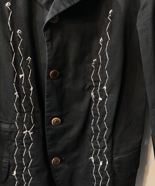 COMME des GARCONS HOMME PLUS（コムデギャルソンオムプリュス）COMME des GARCONS HOMME PLUS (コムデギャルソンオムプリュス) チェーンステッチデザインジャケット ブラック サイズ:Sの古着・服飾アイテム