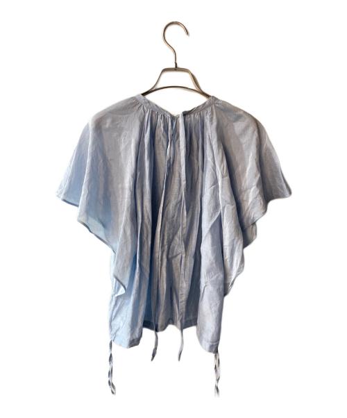 TOMORROW LAND collection（トゥモローランドコレクション）TOMORROW LAND collection (トゥモローランドコレクション) コットンシルクシャンブレー ラッフルブラウス スカイブルー サイズ:36の古着・服飾アイテム