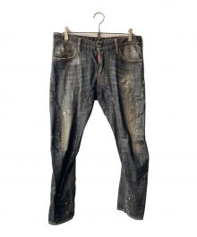 DSQUARED2（ディースクエアード）の古着「ダメージ加工デニムパンツ」｜ブラック