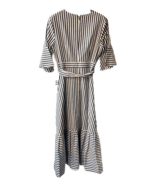 Loulou Willoughby（ルルウィルビー）Loulou Willoughby (ルルウィルビー) コードストライプカシュクールワンピース グレー サイズ:2 未使用品の古着・服飾アイテム