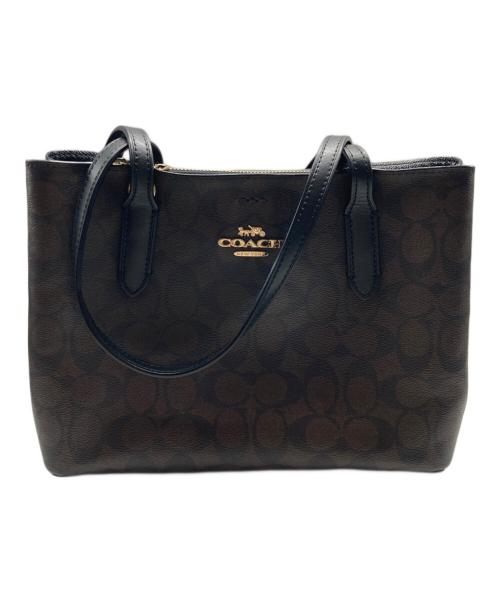 COACH（コーチ）COACH (コーチ) ハンドバッグ ブラック×ブラウンの古着・服飾アイテム
