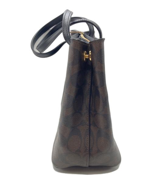 COACH（コーチ）COACH (コーチ) ハンドバッグ ブラック×ブラウンの古着・服飾アイテム
