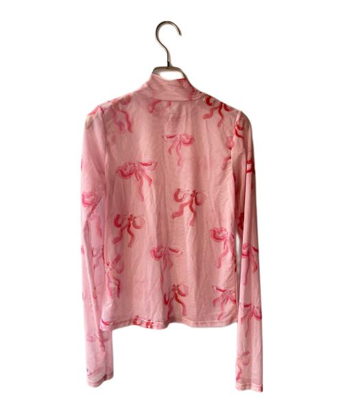 POPPY（ポピー）POPPY (ポピー) PINK BASE RIBBON SEE-THROUGH TOPS ピンク サイズ:FREEの古着・服飾アイテム