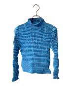 ISSEY MIYAKEイッセイミヤケ）の古着「ハイネックブラウス」｜スカイブルー