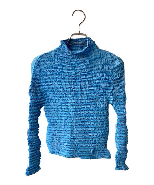 ISSEY MIYAKE（イッセイミヤケ）ISSEY MIYAKE (イッセイミヤケ) ハイネックブラウス スカイブルー サイズ:Lの古着・服飾アイテム