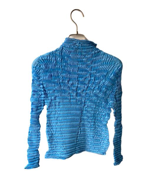 ISSEY MIYAKE（イッセイミヤケ）ISSEY MIYAKE (イッセイミヤケ) ハイネックブラウス スカイブルー サイズ:Lの古着・服飾アイテム