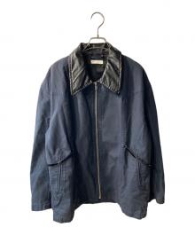 Knuth Marf（クヌースマーフ）の古着「custom leather military jacket レザー切替ブルゾン」｜ネイビー