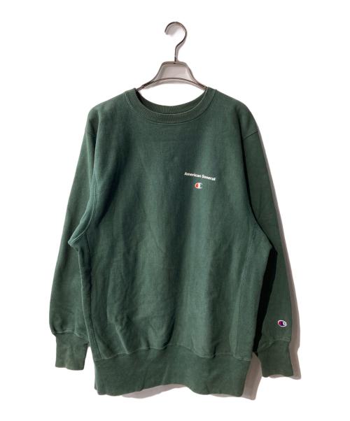 Champion REVERSE WEAVE（チャンピオン リバース ウィーブ）Champion REVERSE WEAVE (チャンピオン リバース ウィーブ) クルーネックスウェット グリーン サイズ:LARGEの古着・服飾アイテム