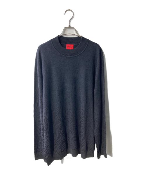 HUGO BOSS（ヒューゴ ボス）HUGO BOSS (ヒューゴ ボス) 総柄 ジャガードニット ネイビー サイズ:XXLの古着・服飾アイテム