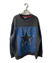 DIESEL（ディーゼル）の古着「デニムパッチワークスウェット」｜ブラック