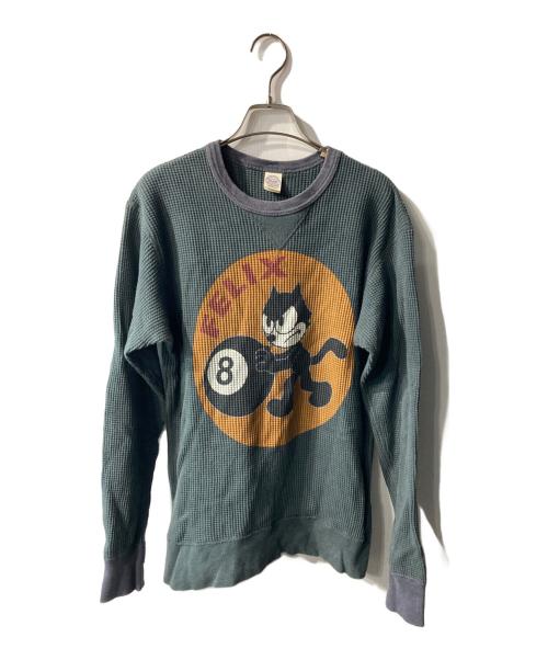 TOYS MCCOY（トイズマッコイ）TOYS McCOY (トイズマッコイ) Felix THE CAT (フィリックスザキャット) ビッグワッフルカットソー グリーン サイズ:Ｍの古着・服飾アイテム
