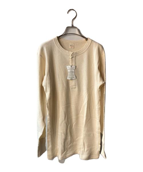 WAREHOUSE（ウエアハウス）WAREHOUSE (ウエアハウス) 4本針ヘンリーネックワッフル長袖T ベージュ サイズ:Lの古着・服飾アイテム