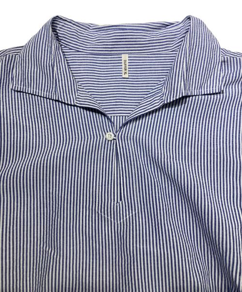 The Duffer of ST.George（ザ ダファーオブセントジョージ）The DUFFER of ST.GEORGE (ザ ダファーオブセントジョージ) LINEN BLEND 3Q SKIPPER SHIRT ブルー サイズ:XLの古着・服飾アイテム