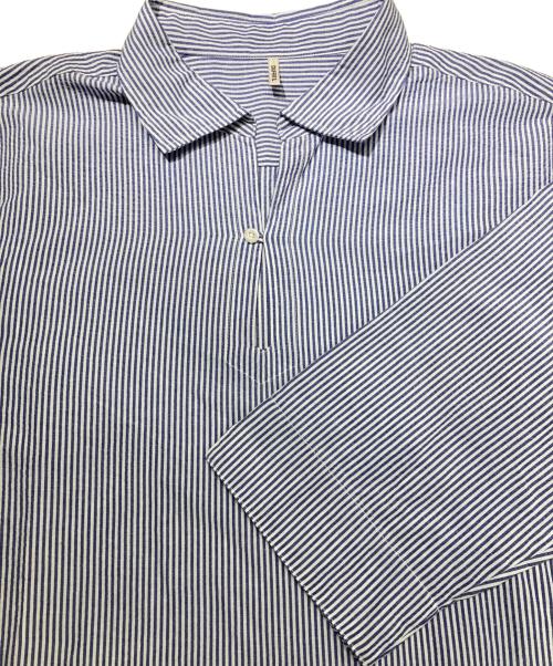 The Duffer of ST.George（ザ ダファーオブセントジョージ）The DUFFER of ST.GEORGE (ザ ダファーオブセントジョージ) LINEN BLEND 3Q SKIPPER SHIRT ブルー サイズ:XLの古着・服飾アイテム