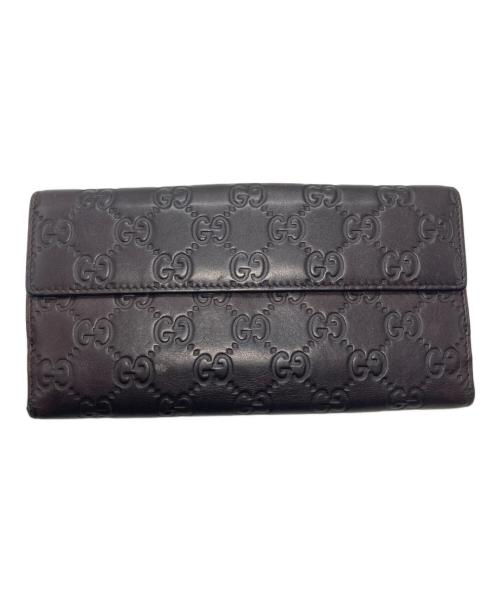 GUCCI（グッチ）GUCCI (グッチ) ハートプレートロングウォレット ブラウンの古着・服飾アイテム