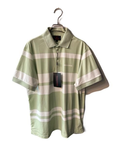 BRIEFING（ブリーフィング）BRIEFING (ブリーフィング) PANEL STRIPE POLO グリーン サイズ:Ｍの古着・服飾アイテム