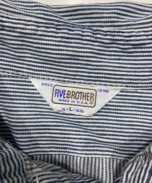 FIVE BROTHER（ファイブブラザー）FIVE BROTHER (ファイブブラザー) ヒッコリーワークシャツ ネイビー サイズ:Lの古着・服飾アイテム