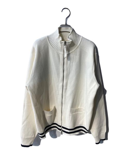 Matin Kim（マーティン キム）Matin Kim (マーティン キム) SPELL POINT STRIPE KNIT CARDIGAN ホワイト サイズ:Lの古着・服飾アイテム