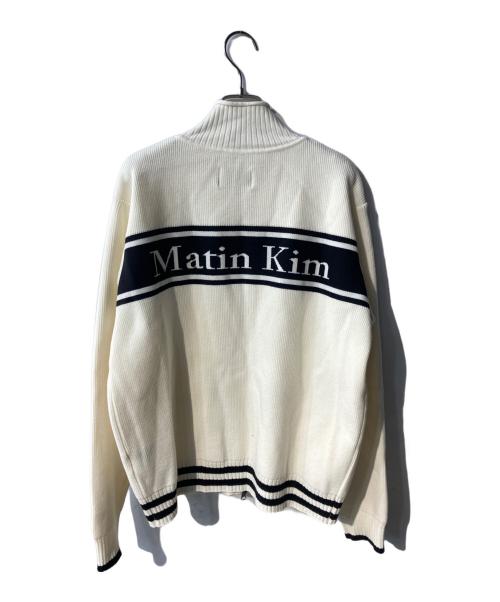 Matin Kim（マーティン キム）Matin Kim (マーティン キム) SPELL POINT STRIPE KNIT CARDIGAN ホワイト サイズ:Lの古着・服飾アイテム