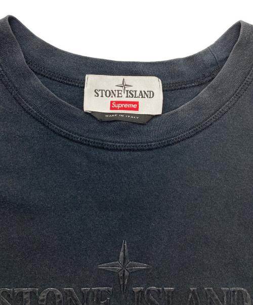 STONE ISLAND（ストーンアイランド）STONE ISLAND (ストーンアイランド) Supreme (シュプリーム) 22AW EMBROIDERED LOGO S/S Top ブラック サイズ:Ｍの古着・服飾アイテム