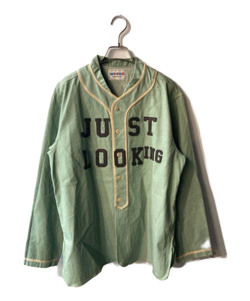 WEIRDO（ウィアード）WEIRDO (ウィアード) JUST LOOCKING-LS BASE BALL SHIRT グリーン サイズ:Lの古着・服飾アイテム