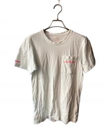 CHROME HEARTS（クロムハーツ）の古着「NEON PINK STRIPE LOGO T-shirt ポケットTシャツ」｜ホワイト