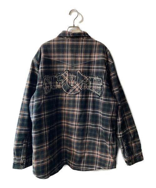 SUPREME（シュプリーム）Supreme (シュプリーム) TRUE RELIGION (トゥルー レリジョン) Quilted Lined Plaid Flannel Shirt ブラウン サイズ:XLの古着・服飾アイテム