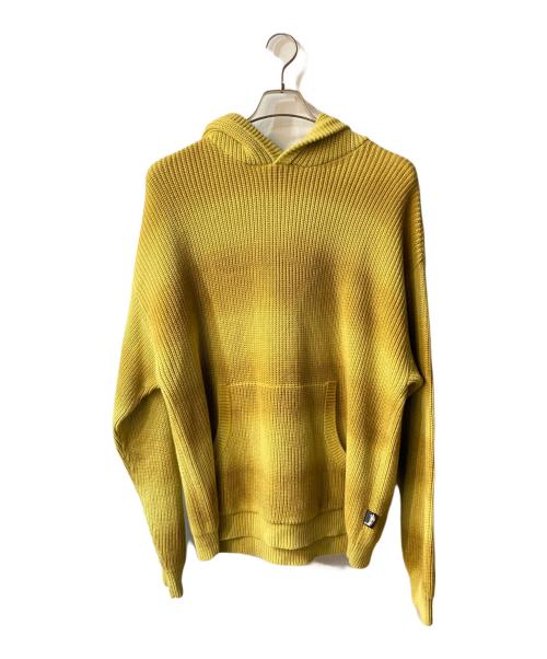 stussy（ステューシー）stussy (ステューシー) SPRAY DYED HOODIE ニットフーディ イエロー サイズ:Ｍの古着・服飾アイテム