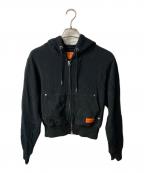 UNIVERSAL OVERALL×moussyユニバーサルオーバーオール×マウジー）の古着「UOM ZIP UP クロップドジップパーカー」｜ブラック
