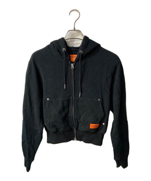 UNIVERSAL OVERALL（ユニバーサルオーバーオール）UNIVERSAL OVERALL (ユニバーサルオーバーオール) moussy (マウジー) UOM ZIP UP クロップドジップパーカー ブラック サイズ:Fの古着・服飾アイテム