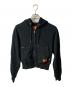 UNIVERSAL OVERALL（ユニバーサルオーバーオール）の古着「UOM ZIP UP クロップドジップパーカー」｜ブラック