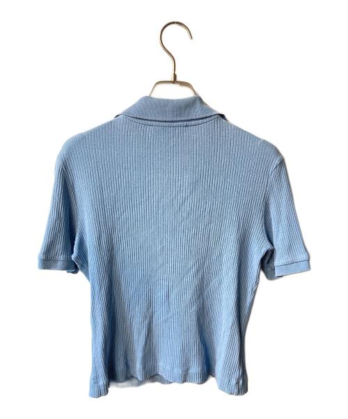 maison kitsune（メゾンキツネ）MAISON KITSUNE (メゾンキツネ) ファイン リブ ポロ ブルー サイズ:Sの古着・服飾アイテム