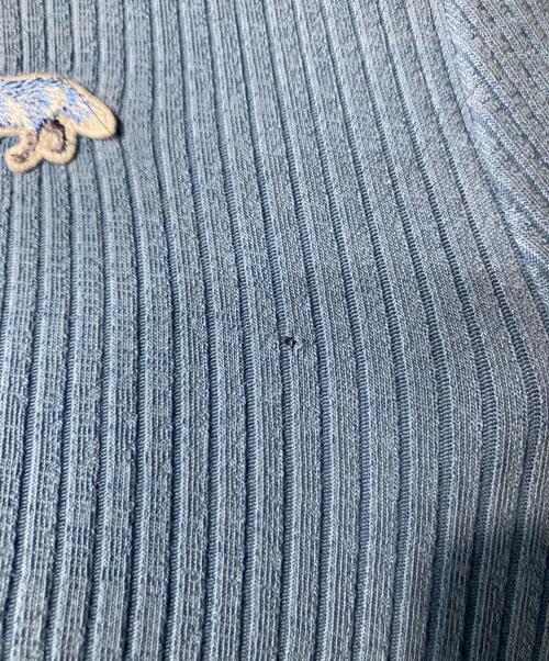maison kitsune（メゾンキツネ）maison kitsune (メゾンキツネ) ファイン リブ ポロ ブルー サイズ:Sの古着・服飾アイテム