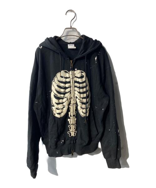 WISH FOREVER（ウィッシュフォーエバー）WISH FOREVER (ウィッシュフォーエバー) ボーンジップパーカー ブラック サイズ:Sの古着・服飾アイテム