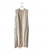 hauntハウント）の古着「Linen Dress Taupe ノースリーブワンピース」｜ベージュ