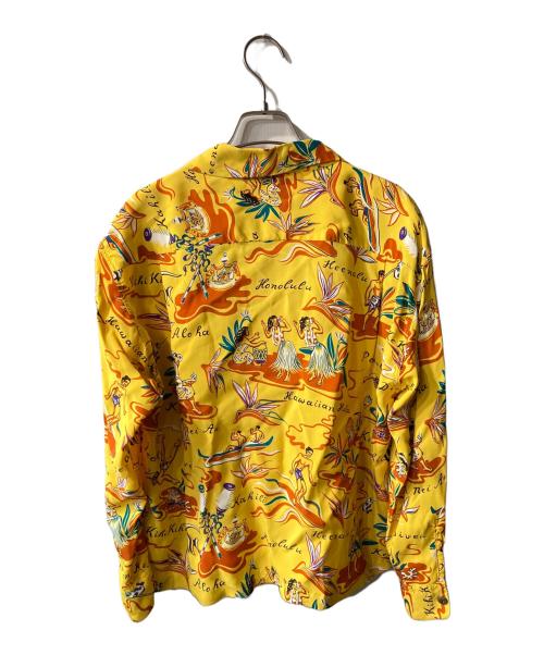 Sun Surf（サンサーフ）Sun Surf (サンサーフ) ハワイアンフラ柄 オープンカラーシャツ イエロー サイズ:Lの古着・服飾アイテム