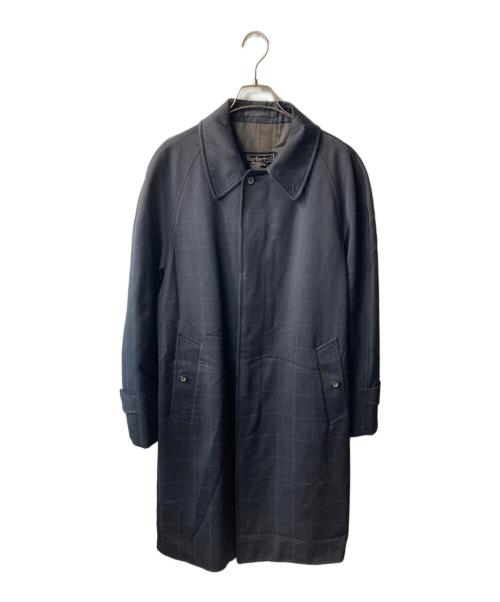 Burberry's（バーバリーズ）Burberry's (バーバリーズ) ウール チェックステンカラーコート ネイビー サイズ:Lの古着・服飾アイテム