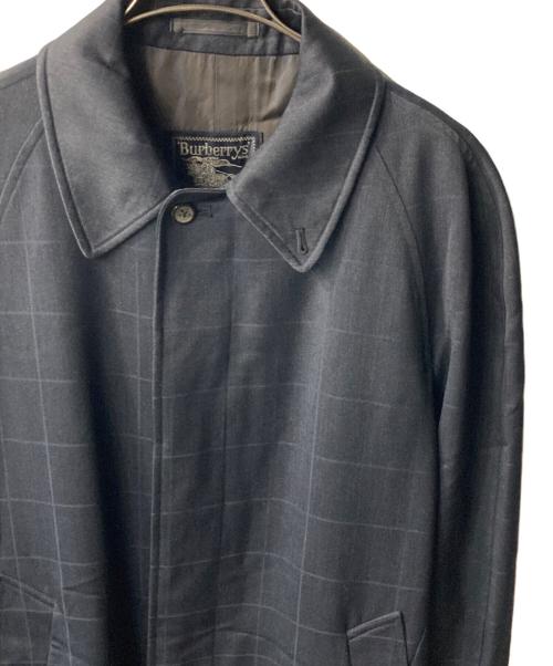 Burberry's（バーバリーズ）Burberry's (バーバリーズ) ウール チェックステンカラーコート ネイビー サイズ:Lの古着・服飾アイテム
