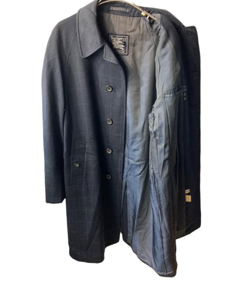 Burberry's（バーバリーズ）Burberry's (バーバリーズ) ウール チェックステンカラーコート ネイビー サイズ:Lの古着・服飾アイテム