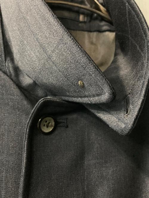 Burberry's（バーバリーズ）Burberry's (バーバリーズ) ウール チェックステンカラーコート ネイビー サイズ:Lの古着・服飾アイテム