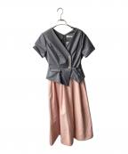 HER LIP TOハーリップトゥ）の古着「Asymmetrical Belted Docking Dress ワンピース」｜グレー×ピンク
