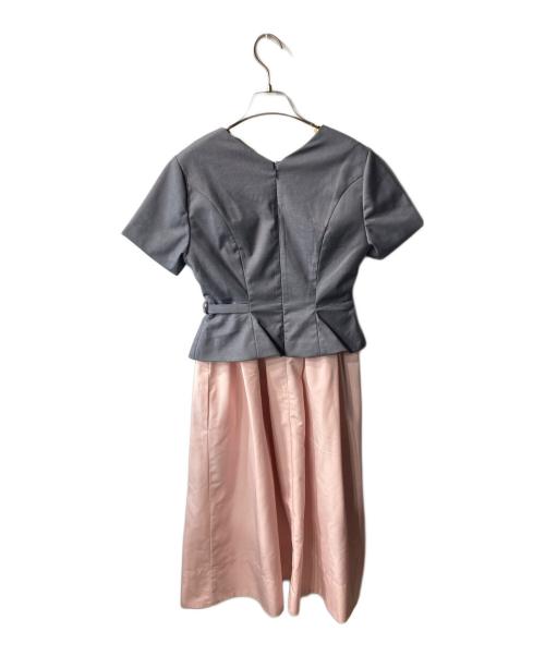 HER LIP TO（ハーリップトゥ）Her lip to (ハーリップトゥ) Asymmetrical Belted Docking Dress ワンピース グレー×ピンク サイズ:Sの古着・服飾アイテム