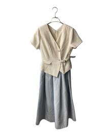 HER LIP TO（ハーリップトゥ）の古着「Asymmetrical Belted Docking Dress ワンピース」｜ホワイト×グレー