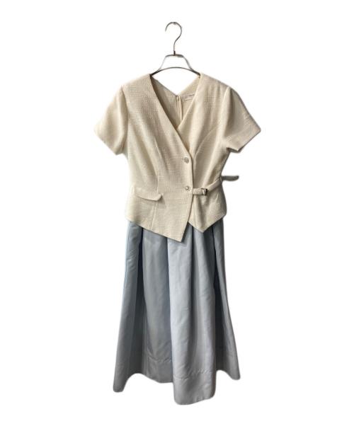 HER LIP TO（ハーリップトゥ）Her lip to (ハーリップトゥ) Asymmetrical Belted Docking Dress ワンピース ホワイト×グレー サイズ:Mの古着・服飾アイテム
