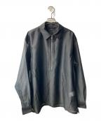 EDIFICEエディフィス）の古着「Quarter-ZIP シアー シャツ」｜ブラック