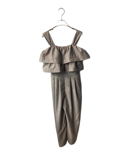 HER LIP TO（ハーリップトゥ）Her lip to (ハーリップトゥ) Double-Tiered Back-Ribbon Jumpsuit ジャンプスーツ ベージュ サイズ:Sの古着・服飾アイテム